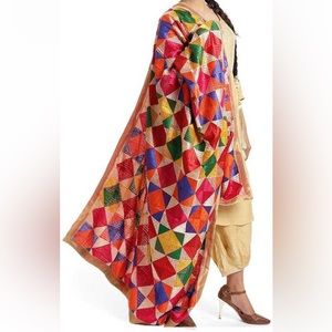 Phulkari Chiffon Embroidered women dupatta